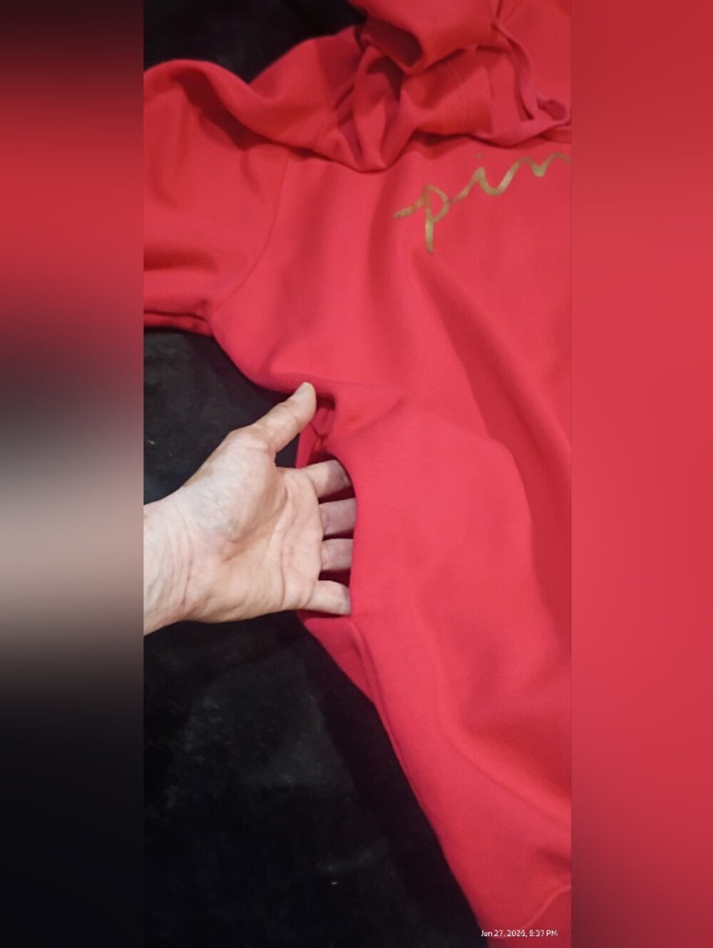PINK Victoria's Secret Red Hoodie Dress with Gold Script - Picture 6 of 6